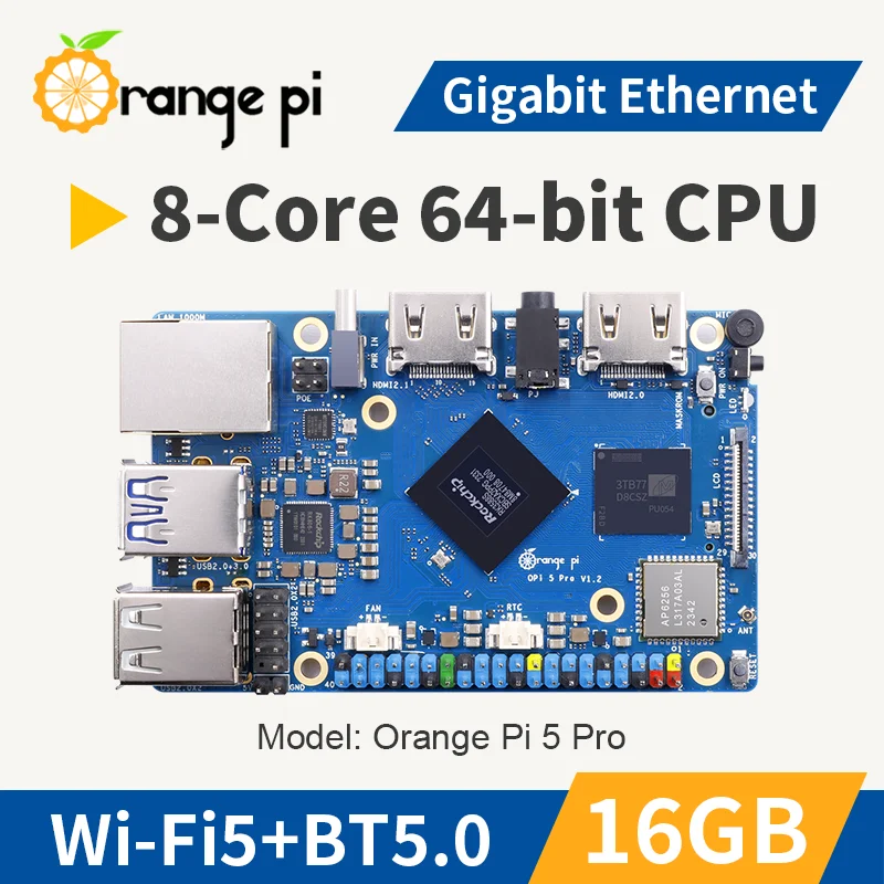 Orange Pi 5 Pro 16GB RAM LPDDR5   ǻ RK3588S BLE 2.4GHz SBC SSD  C   ġ Ե Wi-Fi 5+BT5.0 
